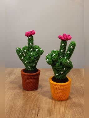 Handmade Cactus Hand- Peace ✌🏼 OR Flipping the Bird 🖕🏼